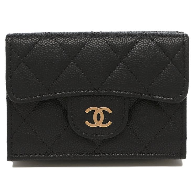 シャネル三つ折り財布マトラッセゴールド金具ミニ財布ブラックレディースCHANELAP0230B10583C3906