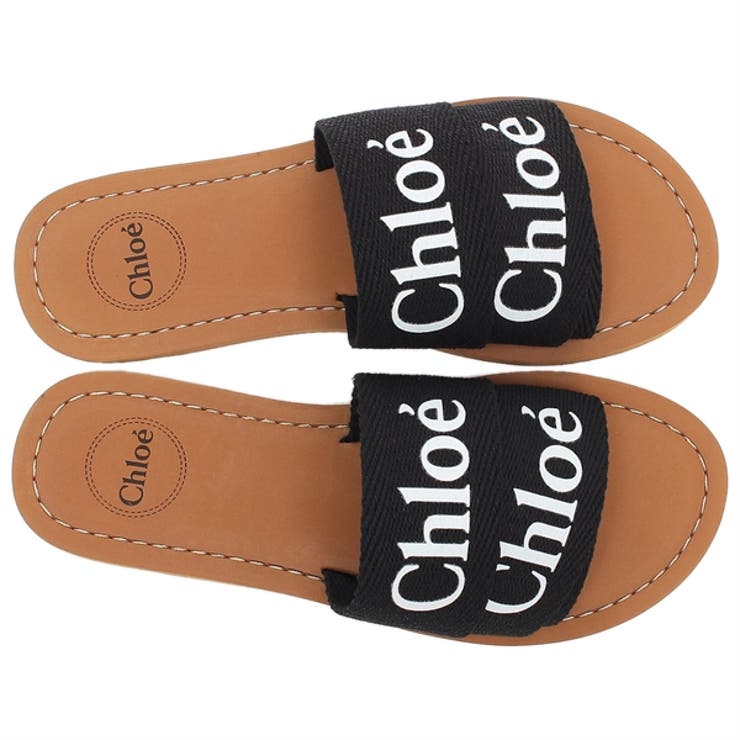 クロエキッズシューズウッディフラットサンダルブラックキッズCHLOEC2013609B