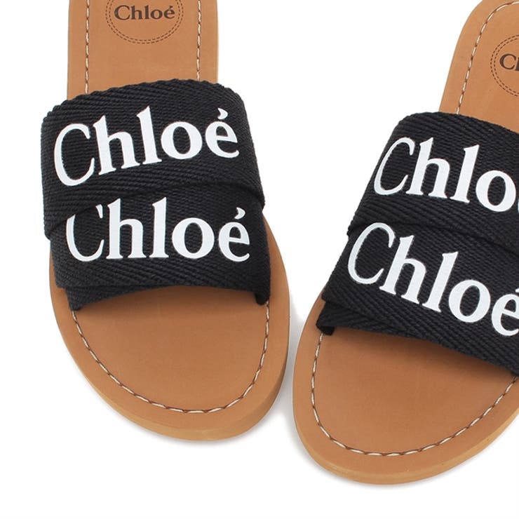 クロエキッズシューズウッディフラットサンダルブラックキッズCHLOEC2013609B