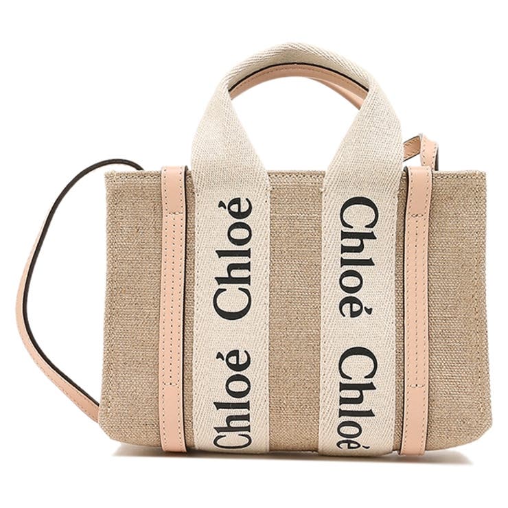 クロエトートバッグショルダーバッグウッディミニバッグベージュピンクレディースCHLOECHC22AP237I266J5