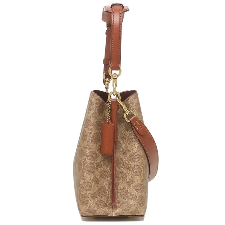 コーチハンドバッグシグネチャーウィロウショルダーバッグブラウンベージュレディースCOACHC3890B4NQ4
