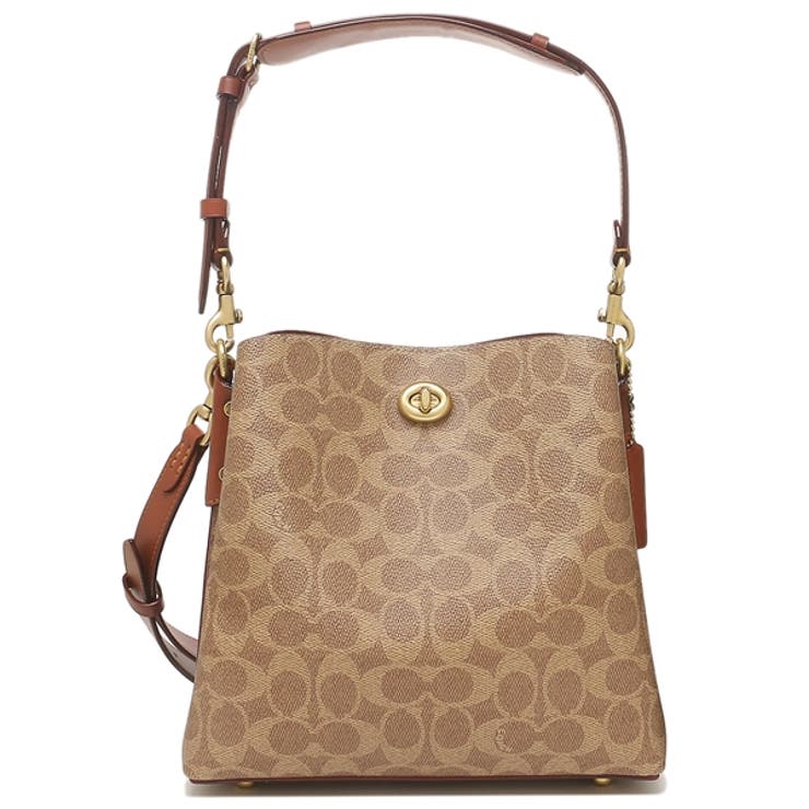 コーチハンドバッグシグネチャーウィロウショルダーバッグブラウンベージュレディースCOACHC3890B4NQ4