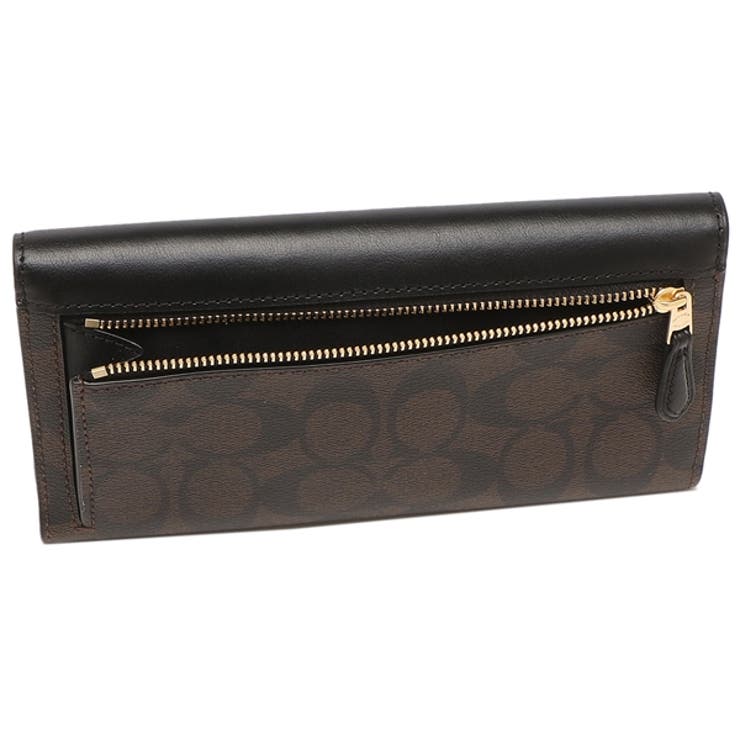 コーチアウトレット長財布シグネチャーブラウンブラックレディースCOACHC5966IMAA8