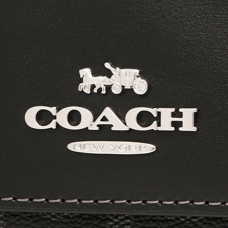 コーチアウトレット三つ折り財布シグネチャーミニ財布グレーブラックレディースCOACHCE930SVTSQ