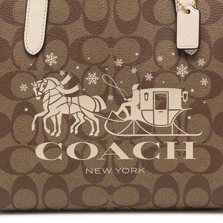 コーチアウトレットトートバッグミニシティトートホースアンドスレイベージュホワイトレディースCOACHCM183IMDJ8