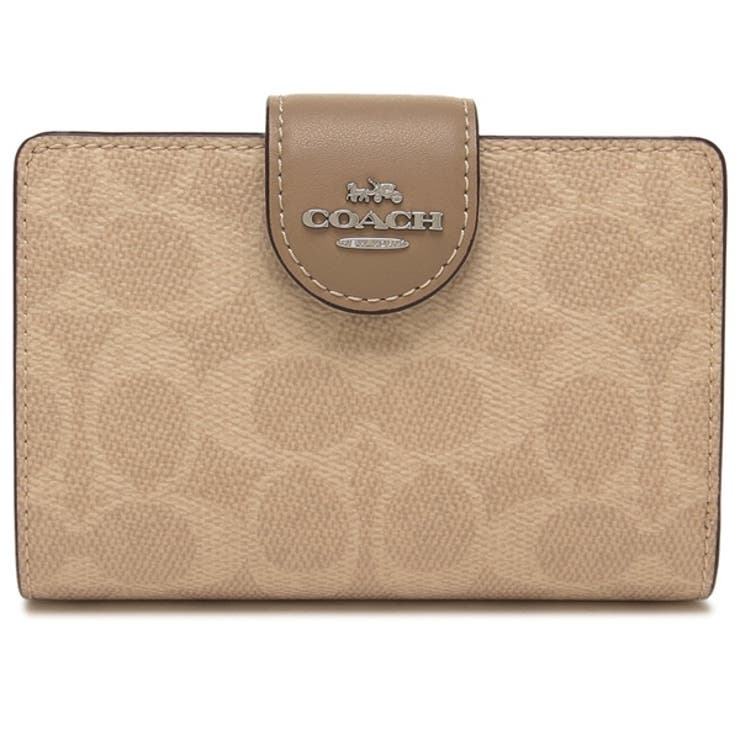 コーチアウトレット二つ折り財布シグネチャーミディアムコーナージップウォレットベージュレディースCOACHCW786SVPWH