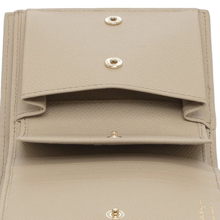 フェラガモ二つ折り財布ガンチーニベージュレディースSalvatoreFerragamo22D7800779463