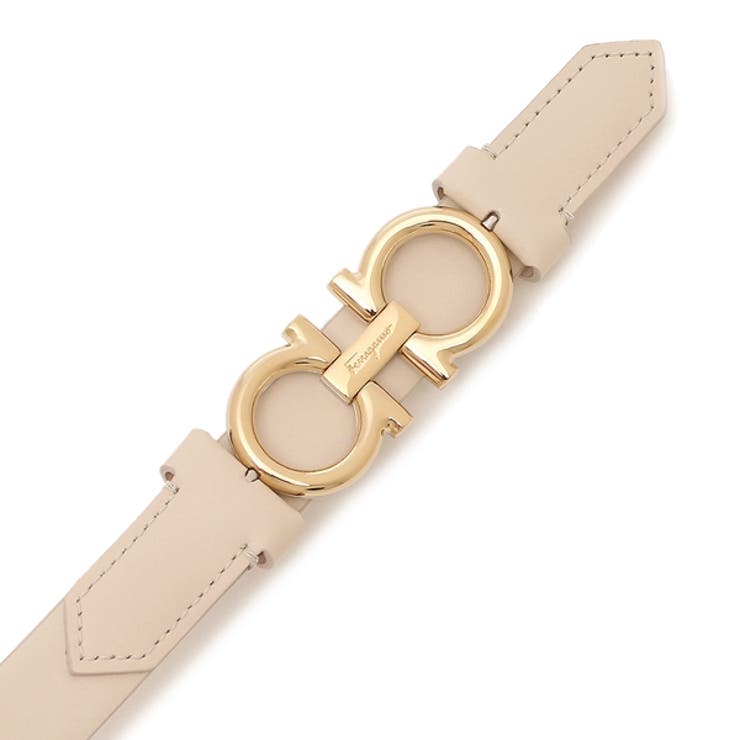 フェラガモベルトダブルガンチーニベージュホワイトレディースSalvatoreFerragamo23B707754779