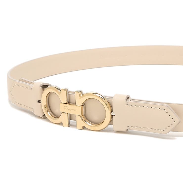 フェラガモベルトダブルガンチーニベージュホワイトレディースSalvatoreFerragamo23B707754779