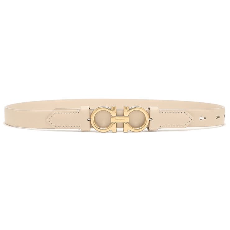 フェラガモベルトダブルガンチーニベージュホワイトレディースSalvatoreFerragamo23B707754779