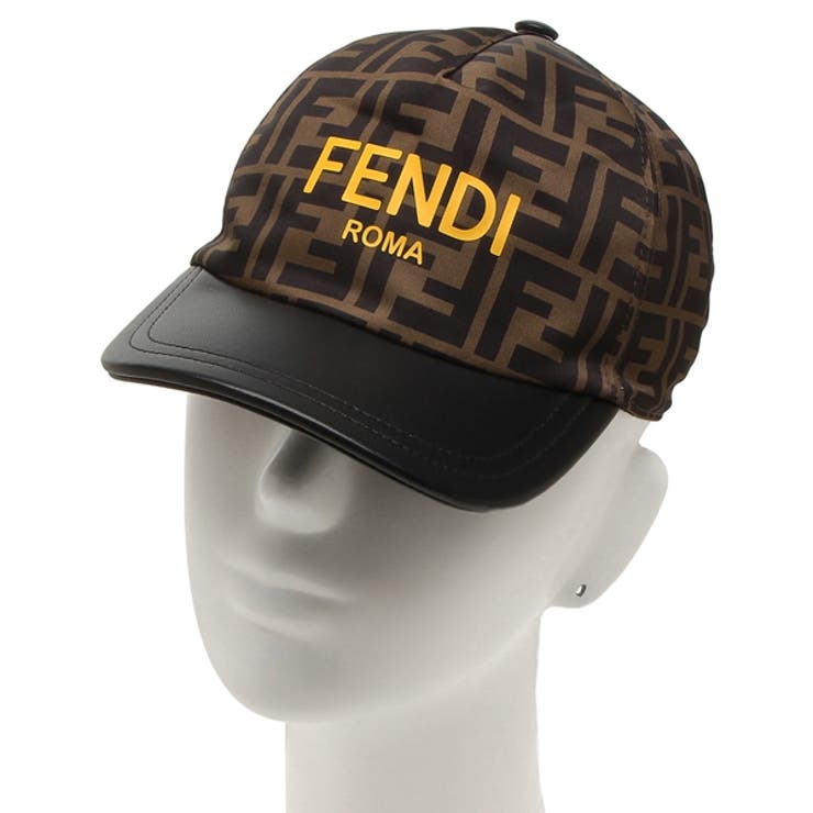 フェンディ帽子子供服ベースボールキャップFFロゴブラウンブラックキッズFENDIJUP004AMRPF17QF
