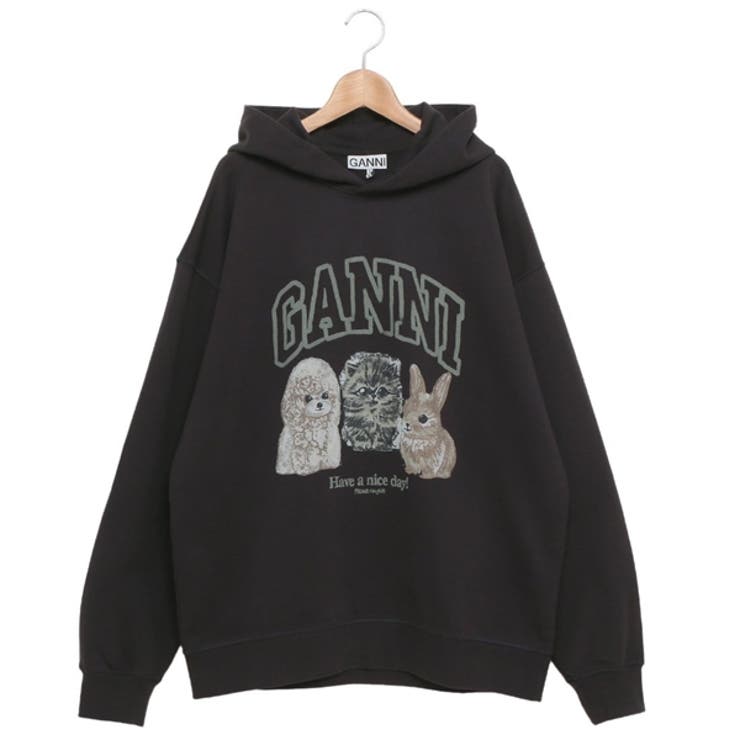 GANNI ☆ パーカー フーディ ガニー GANNI ガニー パーカー Isoli Oversize Animals Crop Hoodie