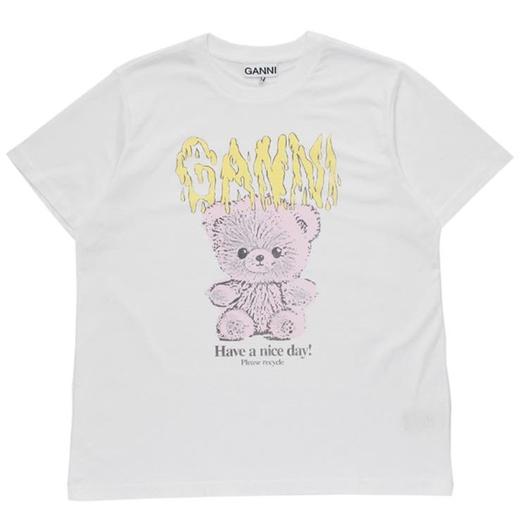 GANNI 犬イラスト クロップドTシャツ GANNI ドッグプリント Tシャツ | ブラック | FARFETCH JP