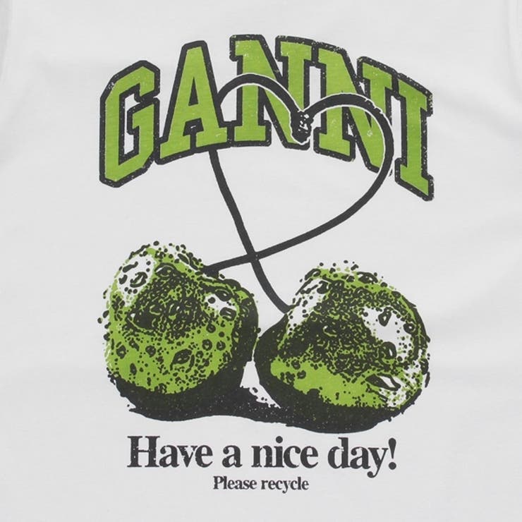 ◆人気爆発 ◆[GANNI] チェリー半袖Tシャツ【新作】 GANNI ガニー Tシャツ チェリープリント トップス 半袖