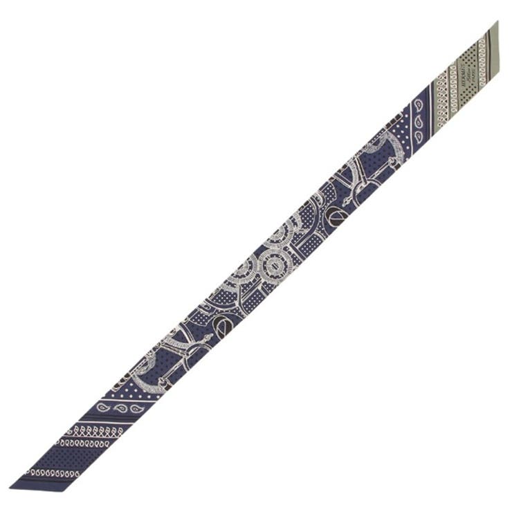 エルメススカーフエプロンドールバンダナツイリーネイビーホワイトレディースHERMESH062978S01