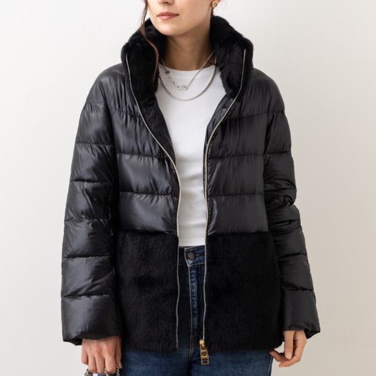 Herno フード付きシルバーキルティングダウンベストロング Herno フード付きシルバーキルティングダウンベストロング