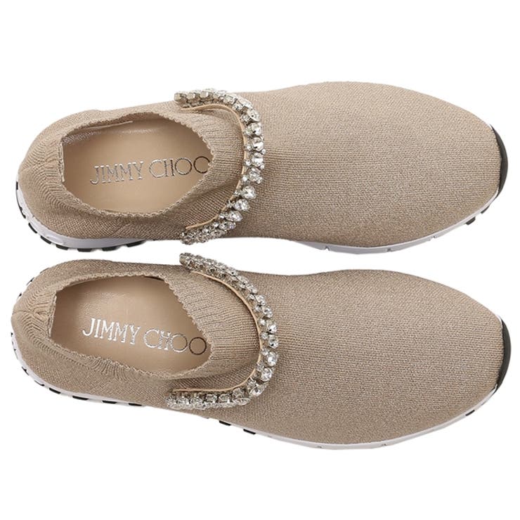 JIMMY CHOO ビジュー付きベージュファー モカシン JIMMY CHOO ビジュー付きベージュファー モカシン