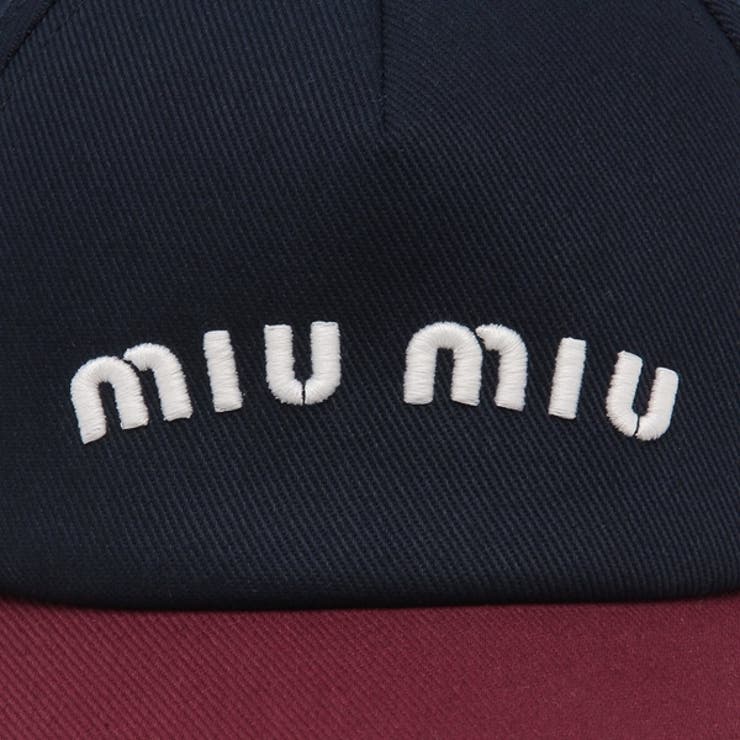ミュウミュウ帽子ドリルベースボールキャップネイビーワインレッドレディースMIUMIU5HC179ACQ1F041L