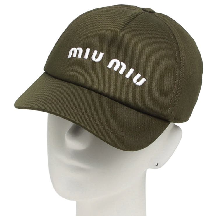 ミュウミュウキャップドリルベースボールキャップカーキグリーンレディースMIUMIU5HC179ADXIF0E9A