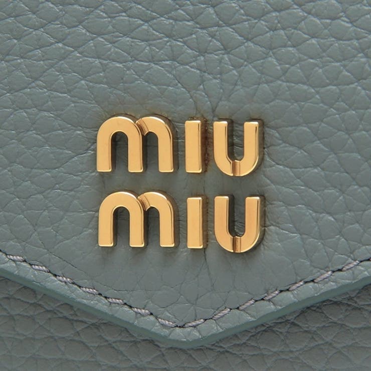 ミュウミュウ三つ折り財布メタルロゴミニ財布ブルーレディースMIUMIU5MH021ADT7F0035