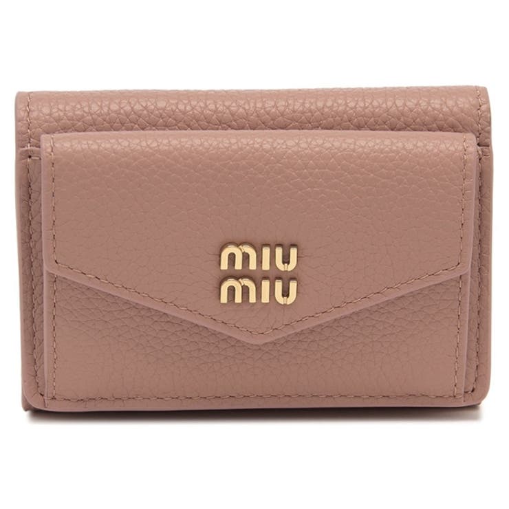 ミュウミュウ三つ折り財布メタルロゴミニ財布ピンクレディースMIUMIU5MH021ADT7F0615