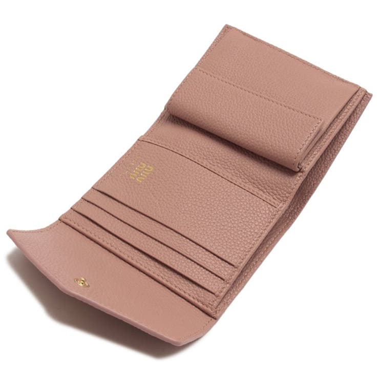ミュウミュウ二つ折り財布メタルロゴフラップ付きピンクレディースMIUMIU5MH040ADT7F0615