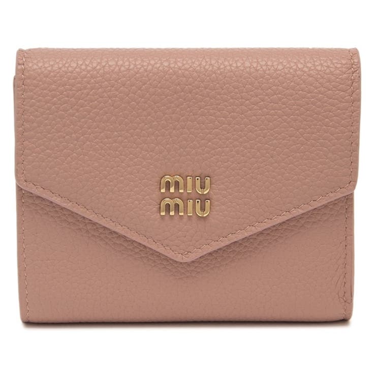 ミュウミュウ二つ折り財布メタルロゴフラップ付きピンクレディースMIUMIU5MH040ADT7F0615