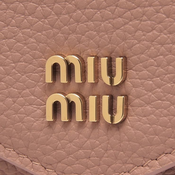 ミュウミュウ二つ折り財布メタルロゴフラップ付きピンクレディースMIUMIU5MH040ADT7F0615