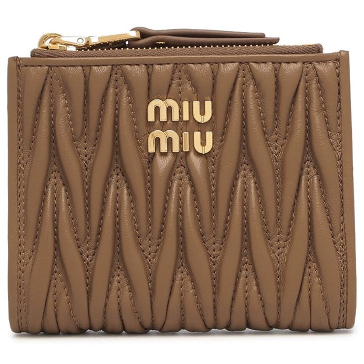 ミュウミュウ二つ折り財布マテラッセブラウンゴールドレディースMIUMIU5ML024AFPPF098L