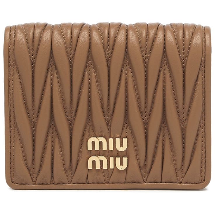 ミュウミュウ二つ折り財布マテラッセブラウンゴールドレディースMIUMIU5MV204AFPPF098L