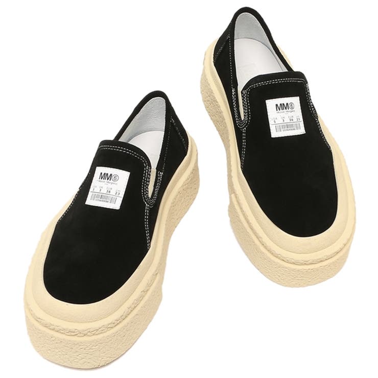 エムエムシックスメゾンマルジェラスニーカーモカシンスリッポンブラックレディースMM6MaisonMargielaS59WR0088P5246T8013
