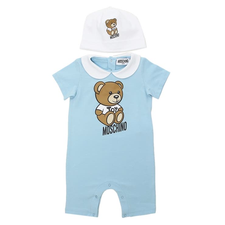モスキーノロンパース帽子ギフトセットテディベアブルーキッズMOSCHINOMUY056-LBA1040304