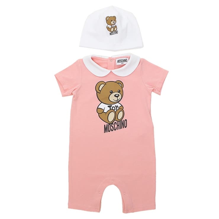 モスキーノロンパース帽子ギフトセットテディベアピンクキッズMOSCHINOMUY056-LBA1050209