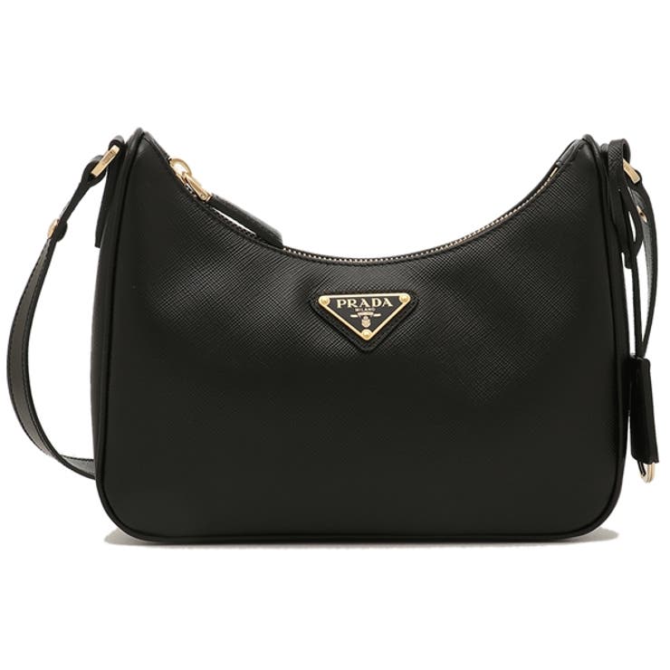 プラダショルダーバッグサフィアーノトライアングルロゴブラックレディースPRADA1BC204NZVJOMF0632
