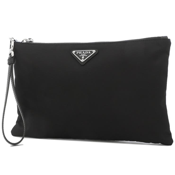 プラダポーチクラッチバッグリナイロンサフィアーノトライアングルロゴブラックメンズPRADA2NH0062DMHF0002