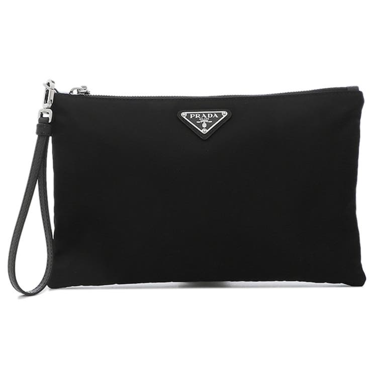 プラダポーチクラッチバッグリナイロンサフィアーノトライアングルロゴブラックメンズPRADA2NH0062DMHF0002