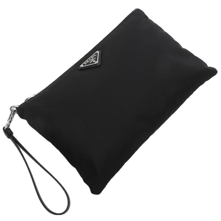 プラダポーチクラッチバッグリナイロンサフィアーノトライアングルロゴブラックメンズPRADA2NH0062DMHF0002