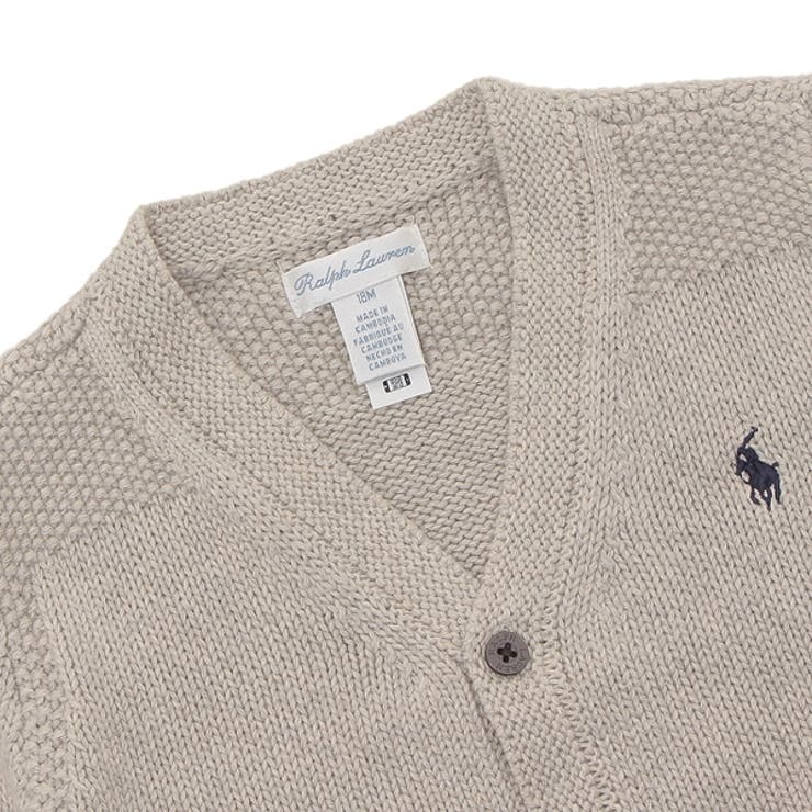ラルフローレン カーディガン S 迷彩 ワッペン ウール 牛革 トラ