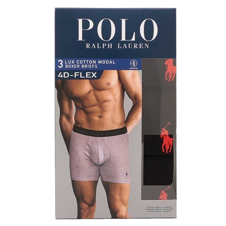 ポロラルフローレンインナーフレックスクーリングボクサーブリーフ3枚セットブラックレッドメンズRALPHLAURENLFBBP3PBD