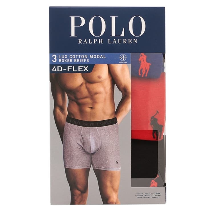 ポロラルフローレンインナーフレックスクーリングボクサーブリーフ3枚セットレッドブラックメンズRALPHLAURENLFBBP3Q7T