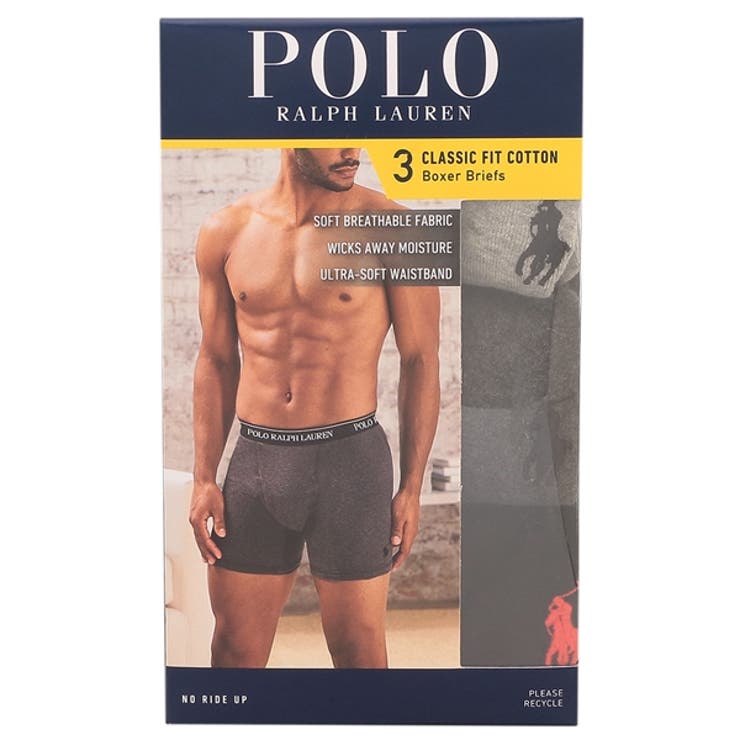 ポロラルフローレンインナークラシックフィットボクサーブリーフ3枚セットグレーブラックメンズRALPHLAURENNCBBP39OD
