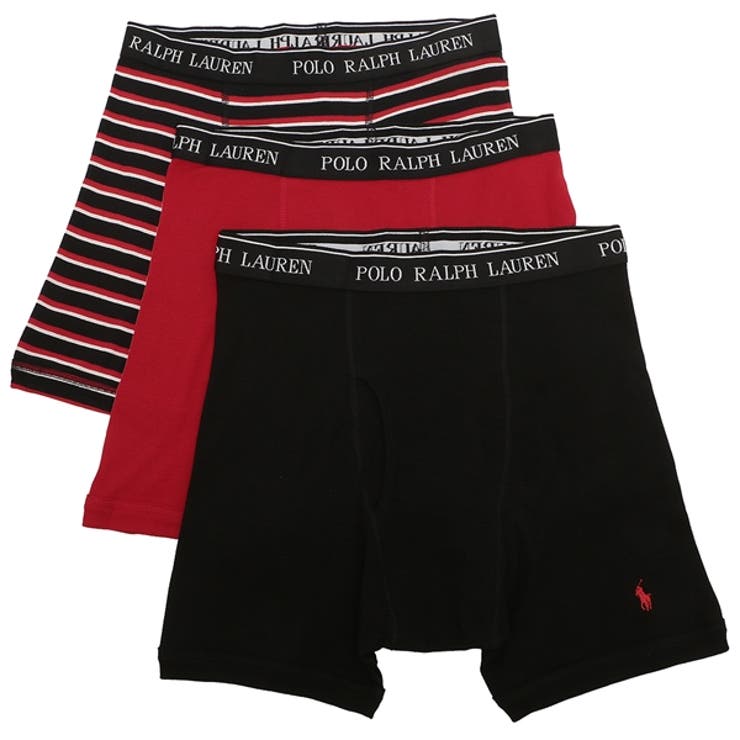 ポロラルフローレンインナークラシックフィットボクサーブリーフ3枚セットレッドブラックメンズRALPHLAURENNCBBP3U1O