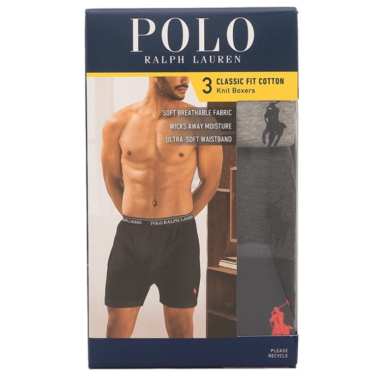 ポロラルフローレンインナークラシックフィットニットボクサー3枚パック3枚セットグレーブラックメンズRALPHLAURENNCKBP39OD