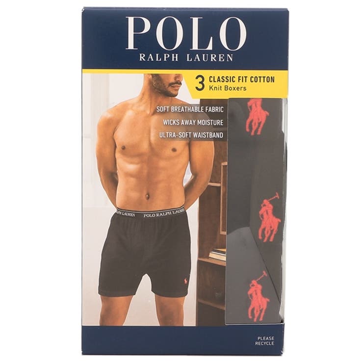 ポロラルフローレンインナークラシックフィットニットボクサー3枚パック3枚セットレッドブラックメンズRALPHLAURENNCKBP3PBD