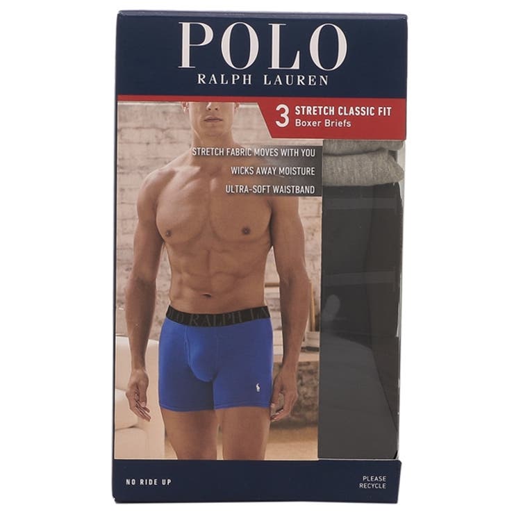 ポロラルフローレンインナーストレッチクラシックフィットブリーフ3枚セットグレーホワイトメンズRALPHLAURENNWBBP34KM