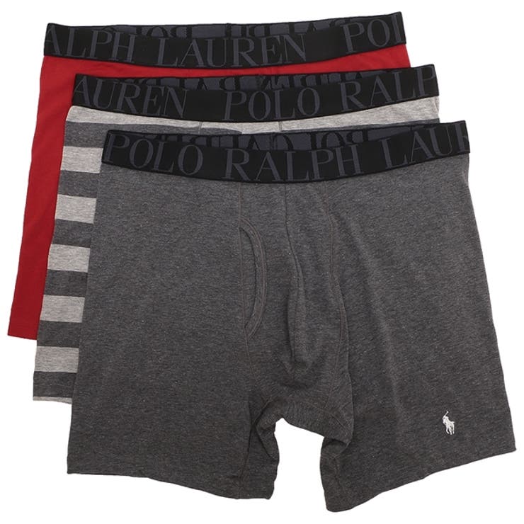 ポロラルフローレンインナーストレッチクラシックフィットボクサーブリーフ3枚セットレッドグレーメンズRALPHLAURENNWBBP3QC9