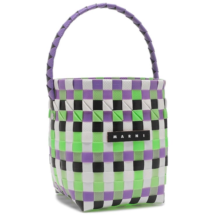 MARNI チェック柄 かごバッグ グリーン マルニ かごバッグ グリーン[品番：AXEB0033690]｜AXES