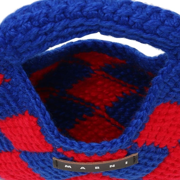 マルニハンドバッグキッズかぎ針編みバッグミニバッグロゴブルーレッドキッズMARNIM00995M00RP0MC06BLUERED