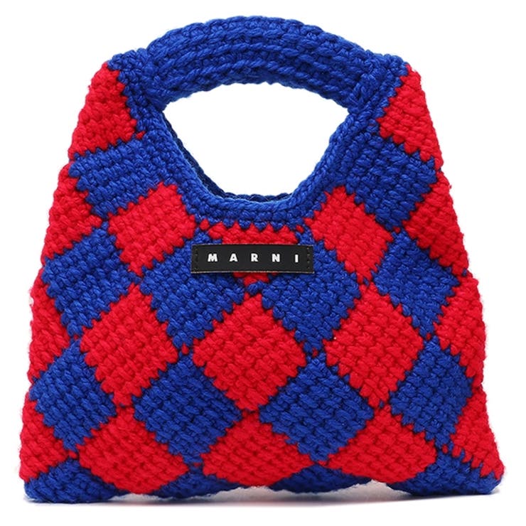 マルニハンドバッグキッズかぎ針編みバッグミニバッグロゴブルーレッドキッズMARNIM00995M00RP0MC06BLUERED