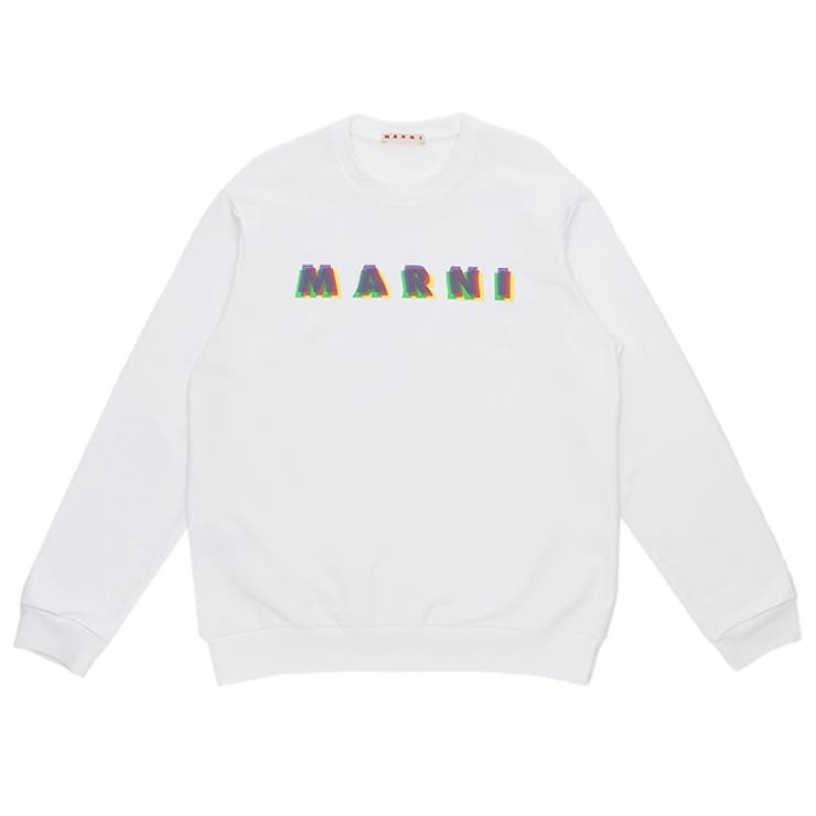 マルニ子供服RAINBOWロゴクルーネックスウェットシャツ大人も可ホワイトキッズMARNIM01076M00J60M100MS113U